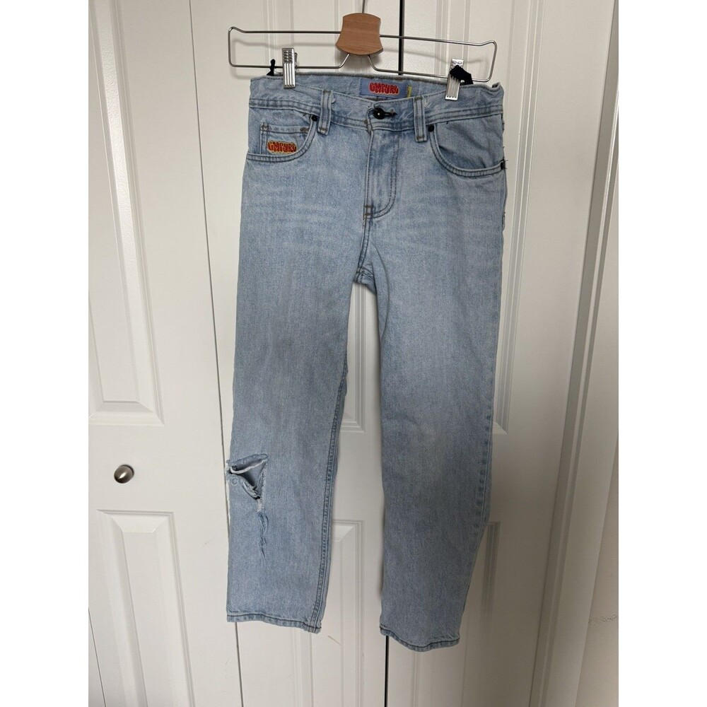 Empyre Loose Fit Skate Jeans Light Wash Blue Embroidered Logo Size 25 Youth Y2K